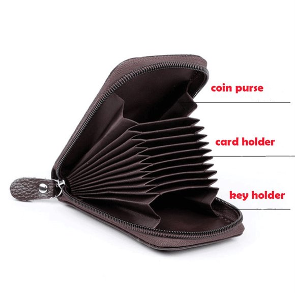 Blue Leather Wallets Zip-Around Closure Black Brown Blue Purple - Picture 7 of 10